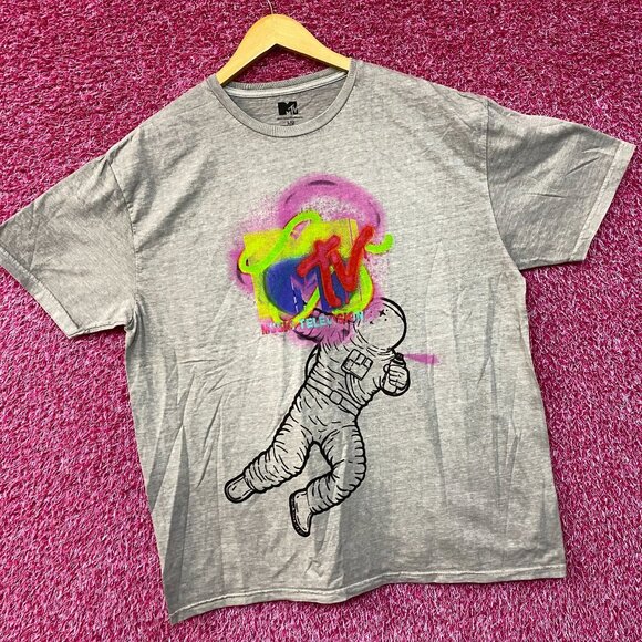 MTV Astronaut Moon Man Trophy Poster T-Shirt Large - Picture 3 of 4